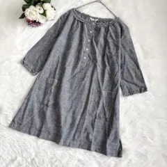 パート2 ジュンコシマダ（9）麻混 チュニック 七分袖 ブラウス グレー Mのサムネイル