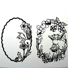 ヤギとタンポポの切り絵