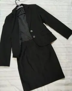 リクルート ビジネス スーツ ジャケット・スカートセット 黒ストライプ柄 M