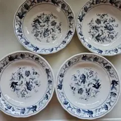 NIKKO ミングトゥリー 貫入なし 深皿19.5×4枚セット 昭和レトロ