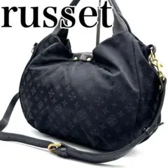 【美品】 ラシット 2way ショルダーバッグ ポーチ付 ネイビー 斜め掛け