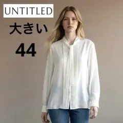 大きい　アンタイトル　ボウタイブラウス　透け感あり　オフホワイト　サイズ44