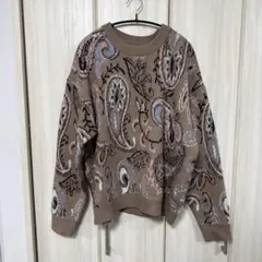 ペイズリー柄ニットセーター