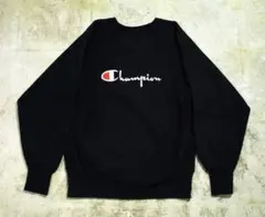 美品90s CHAMPION リバースウィーブ 黒 L スクリプト刺繍