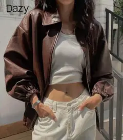 SHEIN レザージャケット Dazy ブラウン