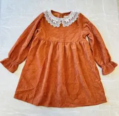 《Pair MANON》オレンジブラウン　ワンピース レース襟　140cm