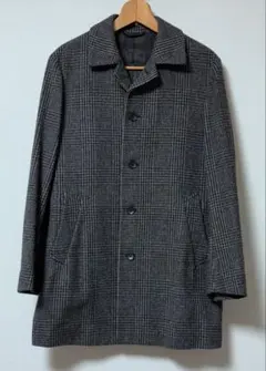 インヘリット チェック柄ウール混合チェスターコート　ツイード メンズコート