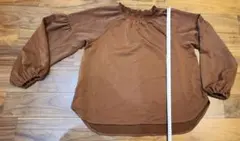 レディース 長袖トップス ブラウン フリーサイズ ネックゴム仕様