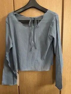 【タグ付き新品】RETRO GIRL リブ編み長袖トップス Fサイズ ブルー