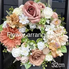 ✳️フラワーリース✳️pink❤️32㎝☆フラワーアレンジ☆玄関リース