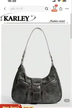 新品未使用Y2Kデザイン グレーショルダーバッグ