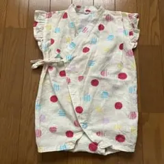 甚平　ロンパース　フリル　水玉　女の子　80