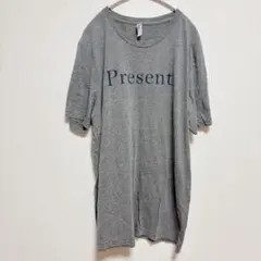 キャンバス 半袖 Tシャツ クルーネック ロゴ L 灰 綿 普段着　L
