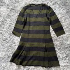 MAX&Co. ボーダー横リブニットワンピース緑黒M美品