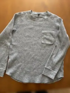 UNIQLO グレー ワッフル編み 長袖Tシャツ M