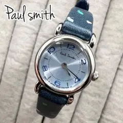 Paul smith ポールスミス　ラパン　レザーベルト　　腕時計　細身　青のサムネイル