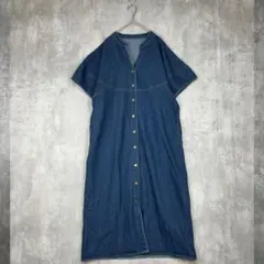 N.s エヌドットエス デニムワンピ　青　バルーンスリーブ　キーネック　夏