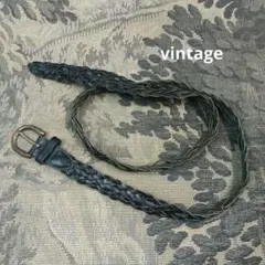 vintage 黒編み込み レザーメッシュベルト アルゼンチン no3
