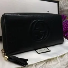 ✨極美品✨グッチ　長財布　ラウンドファスナー ソーホー　タッセル　ブラック　黒 未使用級✨GUCCI ソーホー SOHO 長財布 タッセル ラウンドファスナー