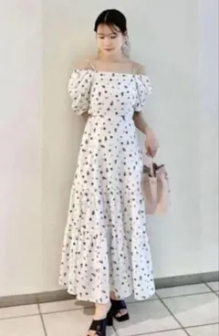 み*つ様 フレイアイディー ドット柄 パフスリーブ ワンピース - メルカリ