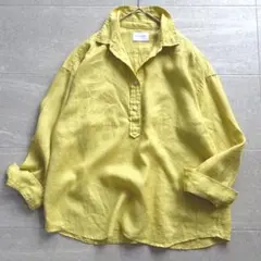 美品＊ユナイテッドアローズ リネン プルオーバー シャツ ゆったり イエロー