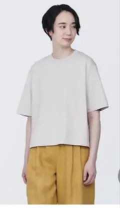 無印　涼感　UVカット　ワイド　半袖　Tシャツ M ライトグレー
