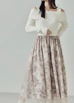 NATURAL BEAUTY BASIC　プリントチュールワンピース K0228