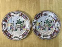 中国 廣彩 金彩 色絵 大皿 2枚組