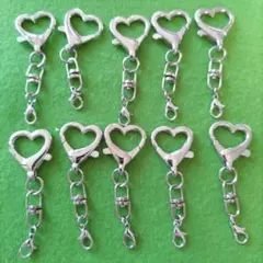 No.634 キーホルダーパーツ【10個】　ハート　カニカン付き　シルバー
