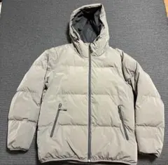 GU グレー フード付きダウンジャケット Mサイズ