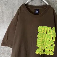 OLD STUSSY紺タグ 90s Tシャツ M ブラウン 雰囲気◎