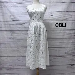 極美品★OBLI オブリ フラワーレースワンピース Vネック 0サイズ