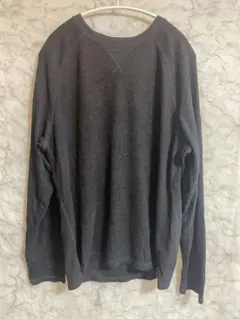 長袖Tシャツ カットソー クルーネック 無地 ブラック メンズレディース　L