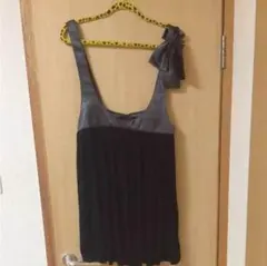 ★アズノウアズ 黒 グレー ミニワンピース チュニック　ジャンパースカート