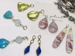 最終sale◆天然石チャーム アソート5ペア✧14kgf