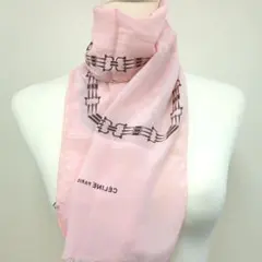 【高級】セリーヌ シルク100% ストール マフラー マカダム刺繍 フリンジ 高級】セリーヌ シルク100% ストール マフラー マカダム刺繍 フリンジ