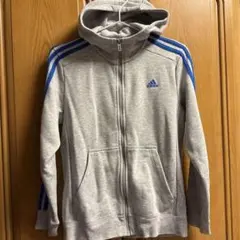 adidas フード付き裏起毛ジャージ 上下グレー　160 [150 140]