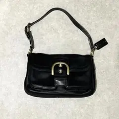COACH ソーホー アクセサリーポーチ ワンショルダーバッグ 黒色 レザー