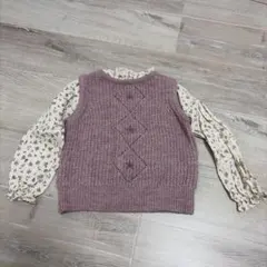 ZARA 92 花柄ブラウス ニットベスト ドッキングトップス