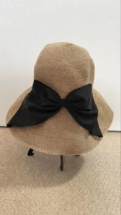 Beaunance LX 麦わら帽子　ストローハット　ベージュ　リボン付
