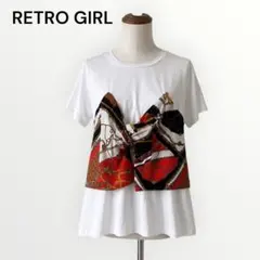 RETRO GIRL レトロガール スカーフ柄切り替え トップス 半袖 Tシャツのサムネイル