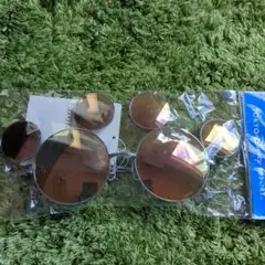 新品 ブラウン ラウンド型サングラスセット