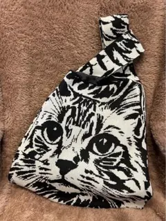 ニットバック キャット　アニマル　トートバッグ　ネコ　ねこ　猫キルトバッグ 小のサムネイル