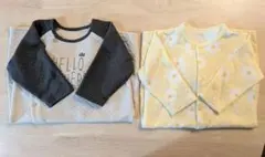 長袖ロンパース 70-80cm グレー・イエロー