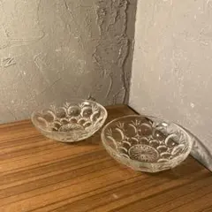 時代物 プレスガラス皿 骨董品 古道具 レトロ デザート皿 硝子ボウル