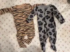 【suika様】アニマル柄長袖ロンパース 足付き3-6ヶ月