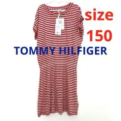 新品トミーヒルフィガーキッズ150160 赤白ストライプ 半袖Tシャツワンピース
