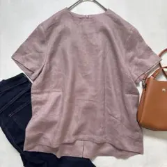 【美品】Mila Owen ミラオーウェン　バックスリットリネンブラウス　ピンクのサムネイル