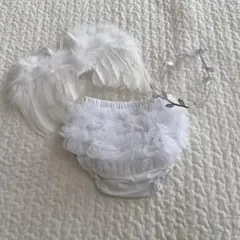 【美品】ハーフバースデー衣装　羽　３点セット　オムツカバー　天使の羽