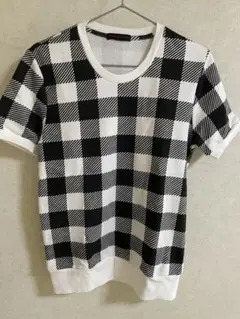 【センスオブプレイス】ブロックチェック半袖Tシャツ M ブラック